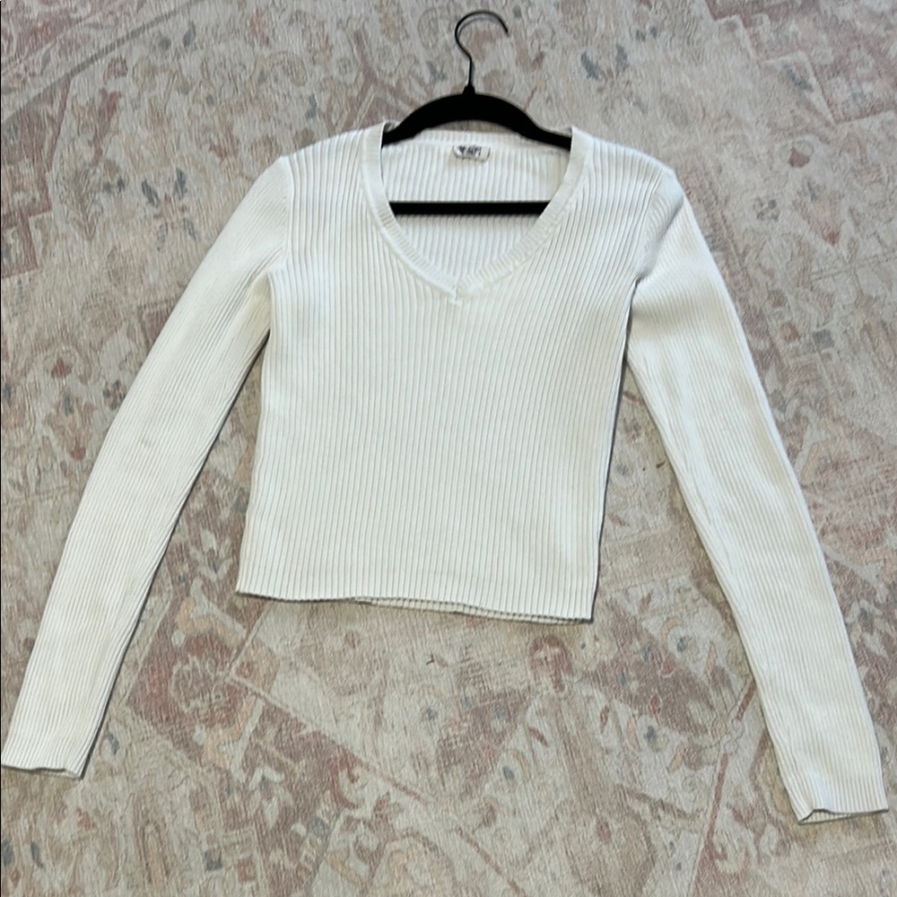 John Galt white Ribbed Sweater